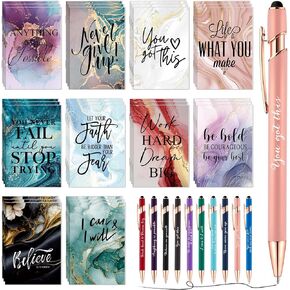 60 Pcs Inspirational Small Pocket Notebooks Bulk Mini Journal Notepads Motivational Ballpoint Pens Thank You Gift for First Day of School Teacher Supplies Coworker Appreciation Gifts