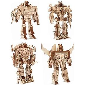 Robot Puzzles 3D Wooden Building Blocks Model Self-Assembly Craft Kit DIY Brain Teaser Toys Best Gifts for Women & Men(Robot)