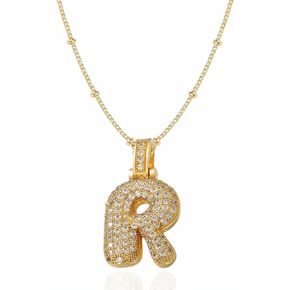 Initial Bubble Necklace for Women 18K Gold Plated Letter Balloon Pendant for Girls Jewelry Gift for Mother and Daughter