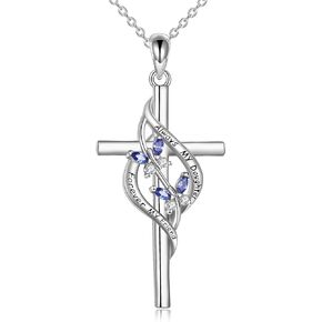 POPLYKE 925 Sterling Silver Cross Necklace for Mom Nana Grandma Daughter Mother’s Day Gifts for Mother Mama Women