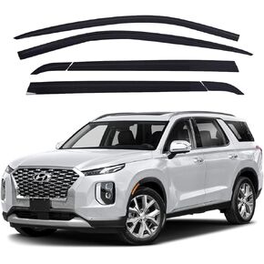 AUTOCLOVER Tape-On Rain Guards Window Visors 6 Pcs Set for Hyundai Palisade 2020 2021 2022 2023 2024 / Window Deflectors, Out-Channel Vent Shades (Smoked)