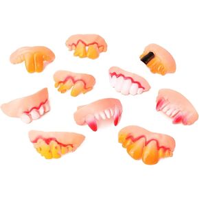 HUIANER Fake Teeth Ugly Costume Party Funny Gag for Halloween Party Decoration 10pcs