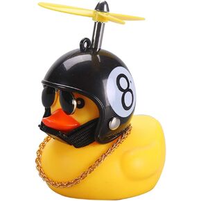 wonuu Rubber Duck Toy Car Ornaments Yellow Duck Car Dashboard Decorations with Propeller Helmet (2Pack-Beatle&8)