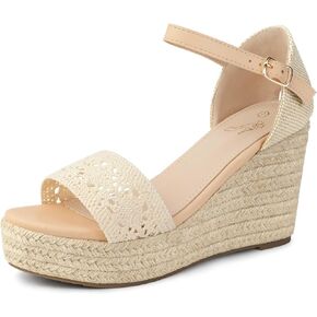 Perphy Espadrille Wedge Heel Lace Platform Wide Width Sandals for Women