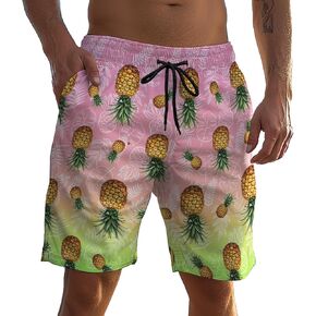 Men's Funny Cat Riding Unicorn with Gun Swim Trunks Boardshort Beach Shorts
