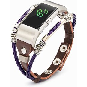 Marval.P Compatible with Fitbit Charge 2 bands, Handmade Leather DIY band, Replacement Bracelet Strap, Wristbands with Size, Fashion Wrist band Straps