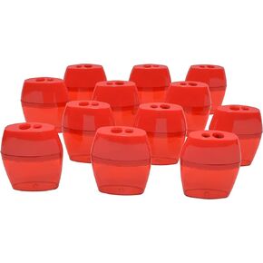 Westcott 55877 2-Hole Manual Pencil Sharpeners for School, Red, 12 Pack