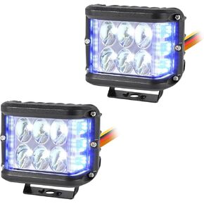 Sync Flashing Blue White Emergency Strobe Light Dual Side Shooter LED Pod for First Responder Volunteer Firefighter Vehicles Fire Trucks