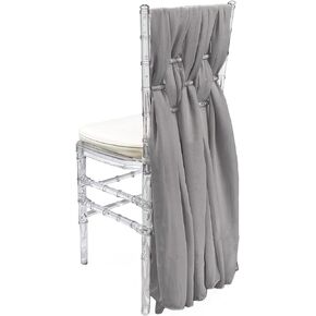 YOUR CHAIR COVERS - 5 Pack 6 Ft Chiffon Chiavari Chair Sashes - Ivory, Chair Sashes for Weddings, Events, Hotels and Catering Services