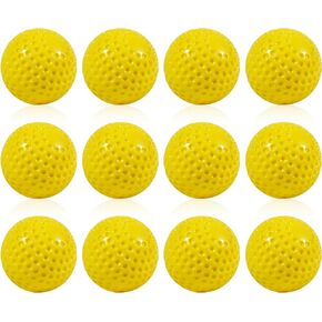 Baseballs 12 Pack Yellow Dimpled Baseballs, 9-Inch Pitching Machine Baseballs for Hand-Eye Coordination, Hitting and Fielding Practice
