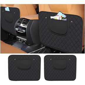 2pcs Car Kick Mats, PVC Backseat Protector Cover Pad with Storage Bag, Seat Pad Cover for Kids Feet, Waterproof Guard Prevent Dirt and Trampling, Auto Interior Accessories (Black)