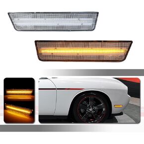 طقم مصابيح مدخنة LED كهرمان كامل متوافق مع 2008 2009 2010 2011 2012 2013 2014 دودج تشالنجر R/T Classic Rallye Redline SRT8 SRT SXT R/T SE استبدال مصابيح العلامات الجانبية للمصد الأمامي OEM in Kuwait