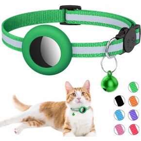 AirTag Cat Collar, Reflective Air Tag Cat Collar with Bell and Prefect Size Waterproof Airtag Holder Compatible with Apple Airtag, Cat Airtag Collar with Breakaway Safety Buckle for Kitten Puppy