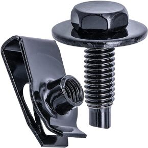 Rexka 15 Sets M6-1.0 X 20mm Hex Head Body Bolt Screw U Nut Kit for GM Jeep Chrysler Chevy Ford Nissan - Multipurpose - Radiator Engine Cooling Fender Hood Bumper Panel