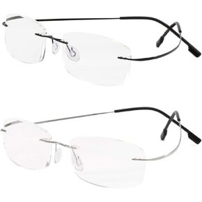 Set of 2 Rimless reading glasses titanium metal ultra light Readers of Men Women