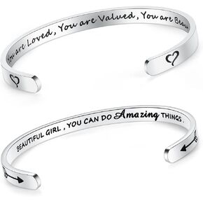 SAM & LORI Set of 2 Bracelets for Women Teens You are Loved - Beautiful Girl