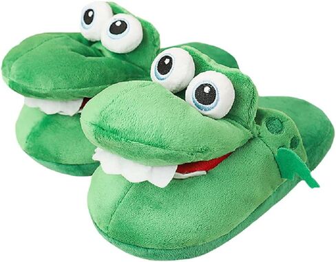 Men's and women's crocodile cartoon animal plush slippers winter fun and funny crocodile indoor warm home slippers in Saudi Arabia