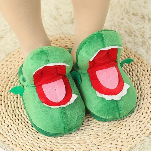 Men's and women's crocodile cartoon animal plush slippers winter fun and funny crocodile indoor warm home slippers in Saudi Arabia