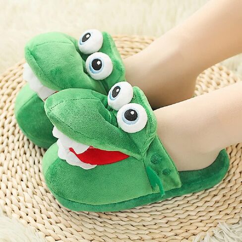 Men's and women's crocodile cartoon animal plush slippers winter fun and funny crocodile indoor warm home slippers in Saudi Arabia