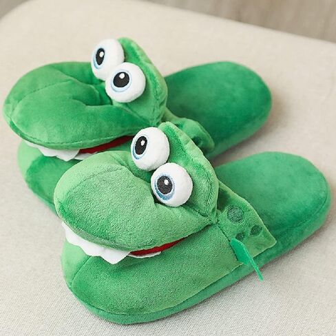 Men's and women's crocodile cartoon animal plush slippers winter fun and funny crocodile indoor warm home slippers in Saudi Arabia