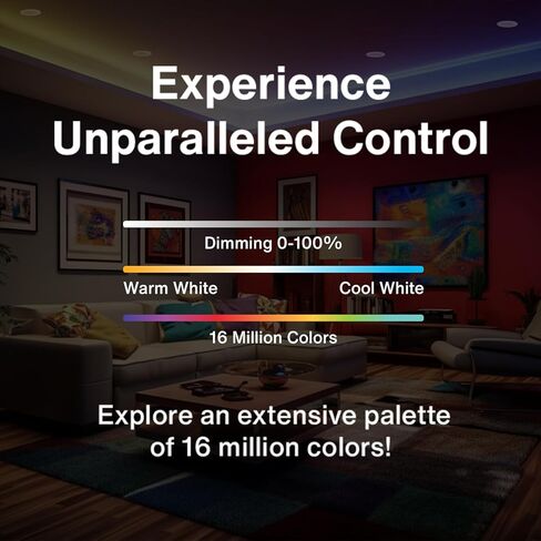 Colorado Ultra Slim LED Recessed Downlights RGB Color Smart Switch Dimmer with Dynamic HUE Lights 1390LM 15W RGBCW Smart Recessed Lighting 6 inch Indoor & Soffit Lights Outdoor Led Exterior Alexa AI in Saudi Arabia