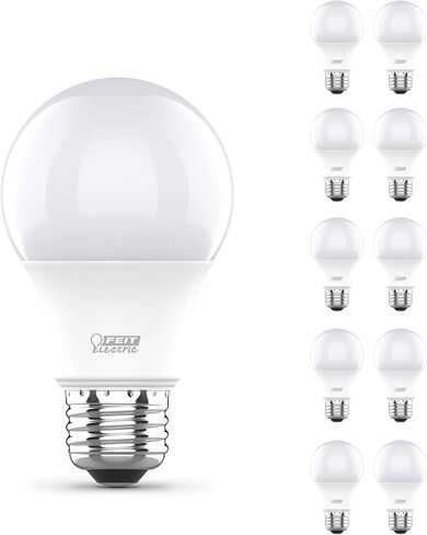 مصابيح إضاءة LED كهربائية A19 من Feit، ما يعادل 60 وات، غير قابلة للتعتيم، 800 لومن، قاعدة قياسية E26، 2700 كيلو أبيض ناعم، 80 CRI، عمر 10 سنوات، كفاءة في استخدام الطاقة، 4 عبوات، A800/827/10KLED/4 in Kuwait
