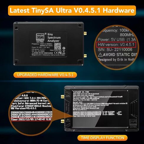 محلل طيف فائق TinySA، محلل طيف الترددات اللاسلكية WOOKLEA 100 كيلو هرتز - 5.3 جيجا هرتز V0.4.5.1 4 بوصة، محلل تردد محمول بشاشة تعمل باللمس، 2 في 1 مولد إشارة MF/HF/VHF UHF مع بطاقة 32 جيجا بايت، بطارية 3000 مللي أمبير في الساعة in Saudi Arabia