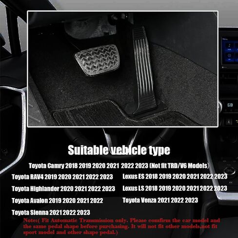 for 2018-2022 Camry Lexus ES/LS,2019-2022 RAV4/ Avalon, 2020-2022 Highlander, 2021-2022 Sienna/Venza, Anti-Slip Foot Pedal Cover Aluminum Brake and Gas Pedal Pad Accessories 2PCS(Black) in Saudi Arabia