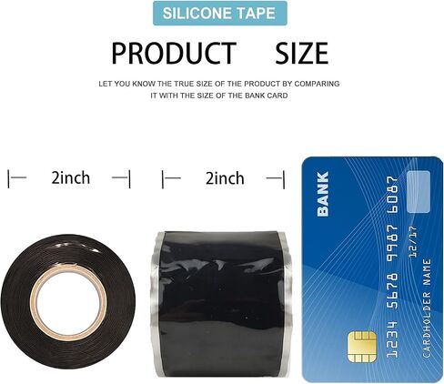 Aventik EDSRDRUS 1/1.5/ 2inch Width Silicone Tape 50mil Stronger Self-Fusing Tape SGS& CEMT Stretchable Waterproof Repair Tape Emergency Pipe & Plumbing Repair (2 inch Black, 1 roll) in Saudi Arabia