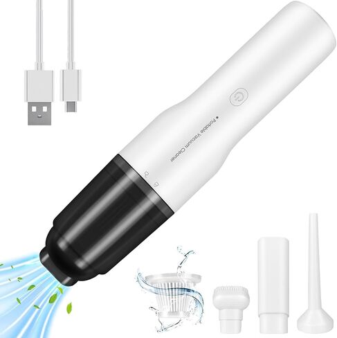 Handheld Vacuum Cordless, Mini Car Vacuum Cleaner High Power, Hand Held Vacuum USB Rechargeable, Keyboard Wireless Handheld Vacuum for Car Home Office (White) in Saudi Arabia