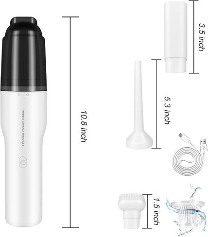 Handheld Vacuum Cordless, Mini Car Vacuum Cleaner High Power, Hand Held Vacuum USB Rechargeable, Keyboard Wireless Handheld Vacuum for Car Home Office (White) in Saudi Arabia