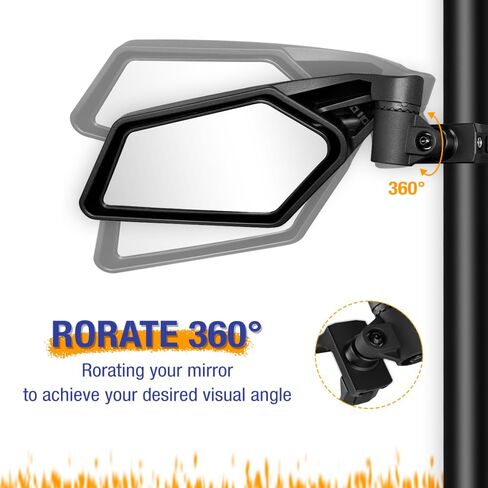 مرايا جانبية UTV لقفص قضيب لف مقاس 1.5 بوصة - 2 بوصة، ومرايا جانبية للرؤية الخلفية UTV مع تصميم قابل للتعديل والطي، متوافقة مع Polaris RZR، Can Am Maverick، Honda Pioneer، Kawasaki Teryx Mule Rhino YXZ in Kuwait