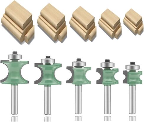 LEATBUY Router Bit Set 1/4-Inch Shank 5 PCS, Corner Rounding Edge-Forming Roundover Beading Router Bit Sets , Woodworking Milling Tools, Carbide CNC Router Cutter (YO01) in Saudi Arabia