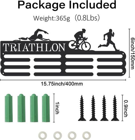 SUPERDANT Triathlon Medal Hanger Display Running Medal Display TRI Race Medal Holder Wall Hanger Marathon Medal Display Race Sports Metal Swim Bike Run Award Ribbon Holder Rack for Runner Athlete in Saudi Arabia