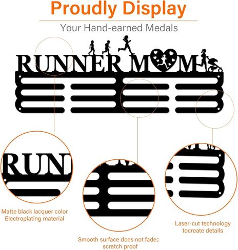 SUPERDANT Running Medal Hanger Display Sports Medal Holder for Man Iron Competition Medals Display Rack for 60+ Medals Ribbon Decorative Awards Ribbon Hooks for Athletes Runners Gift in Kuwait