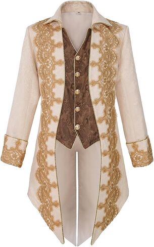 Mens Steampunk Medieval Tuxedo Jacket Embroidery Tailcoat Vintage Gothic Tuxedo in Kuwait