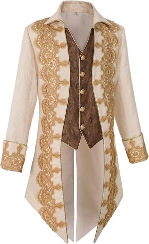 Mens Steampunk Medieval Tuxedo Jacket Embroidery Tailcoat Vintage Gothic Tuxedo in Kuwait