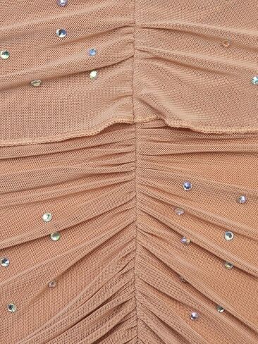 Floerns Women's Rhinestone Ruched Skorts Elastic High Waist Party Skirt Shorts in Saudi Arabia