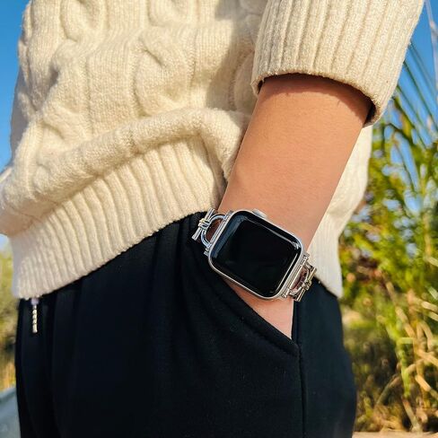 سوار من الجلد الأصلي متوافق مع ساعة Apple Watch النسائية مقاس 38 مم 40 مم 41 مم، حزام جلدي نحيف مصمم مع إبزيم معدني ذهبي وردي على شكل حرف D لساعة iWatch Series 9 8 SE 7 6 5 4 3 2 1، أسود in Kuwait