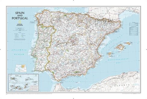 National Geographic: Spain and Portugal Classic Wall Map - 33 x 22 inches - Art Quality Print in Saudi Arabia