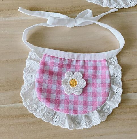 Veewon 3pcs Cute Dog Lace Bandana Grid Flower Puppy Cat Flower Scarfs Bibs Saliva Towel for Small Dog Cat in Saudi Arabia