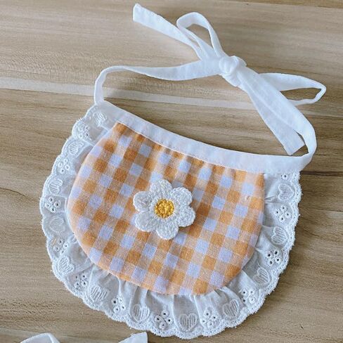 Veewon 3pcs Cute Dog Lace Bandana Grid Flower Puppy Cat Flower Scarfs Bibs Saliva Towel for Small Dog Cat in Saudi Arabia