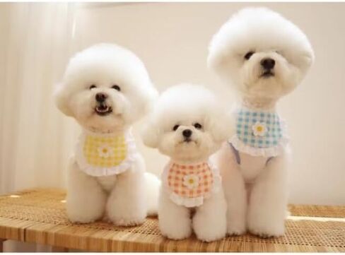 Veewon 3pcs Cute Dog Lace Bandana Grid Flower Puppy Cat Flower Scarfs Bibs Saliva Towel for Small Dog Cat in Saudi Arabia