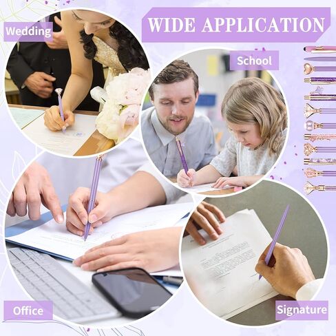 12 Pcs Ballpoint Pens Set for Journaling Black Ink Pretty Cute Pens Fancy Pens Gifts for Women Girls School Wedding,Desk Decorations for Women Office (Purple) in Saudi Arabia
