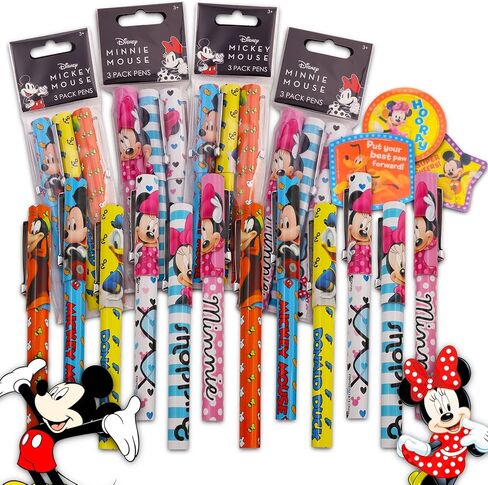 Mickey and Minnie Mouse Pen Gift Set - 12 Pc Minnie Mickey Ballpoint Pens Bundle for Women Men (Mickey Minnie Party Supplies) in Kuwait