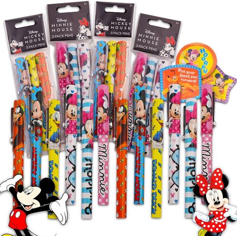 Mickey and Minnie Mouse Pen Gift Set - 12 Pc Minnie Mickey Ballpoint Pens Bundle for Women Men (Mickey Minnie Party Supplies) in Kuwait