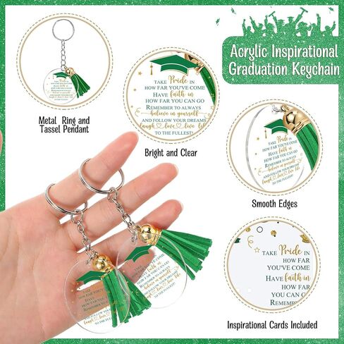 Spakon 24 Sets Class of 2024 Graduation Gifts Include 24 Star Ballpoint Pens 24 Inspirational Acrylic Keychains 24 Bookmarks Opp Bags Cable Ties Graduation Party Favors for Guests Students (Green) in Saudi Arabia