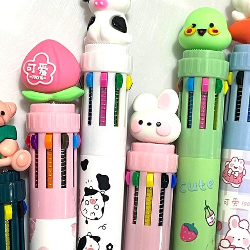 sencoo 6 pack 10-in-1 Multicolor Ballpoint Pen 10 Colors Cute Cartoon Barrel Ballpoint Pen for Office School Supplies Students Prize Rabbit Cow Dinosaur Bear Animal Children Gift in Saudi Arabia