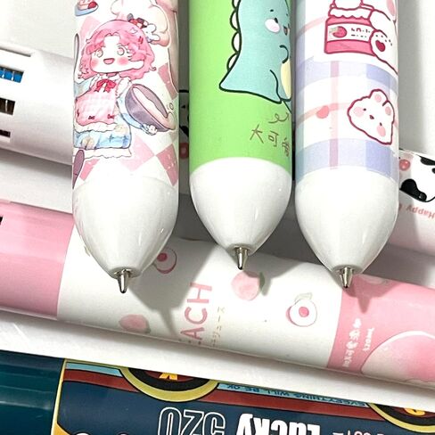 sencoo 6 pack 10-in-1 Multicolor Ballpoint Pen 10 Colors Cute Cartoon Barrel Ballpoint Pen for Office School Supplies Students Prize Rabbit Cow Dinosaur Bear Animal Children Gift in Saudi Arabia