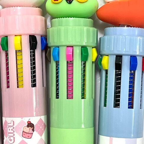 sencoo 6 pack 10-in-1 Multicolor Ballpoint Pen 10 Colors Cute Cartoon Barrel Ballpoint Pen for Office School Supplies Students Prize Rabbit Cow Dinosaur Bear Animal Children Gift in Saudi Arabia